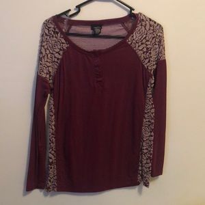Burgundy long sleeve shirt